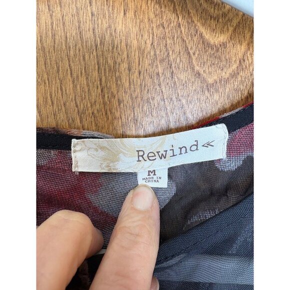 Dark Romantic Velvet Burnout Sheer Floral Sz M Top Lace Whimsigoth Sheer Fairy - Picture 5 of 14